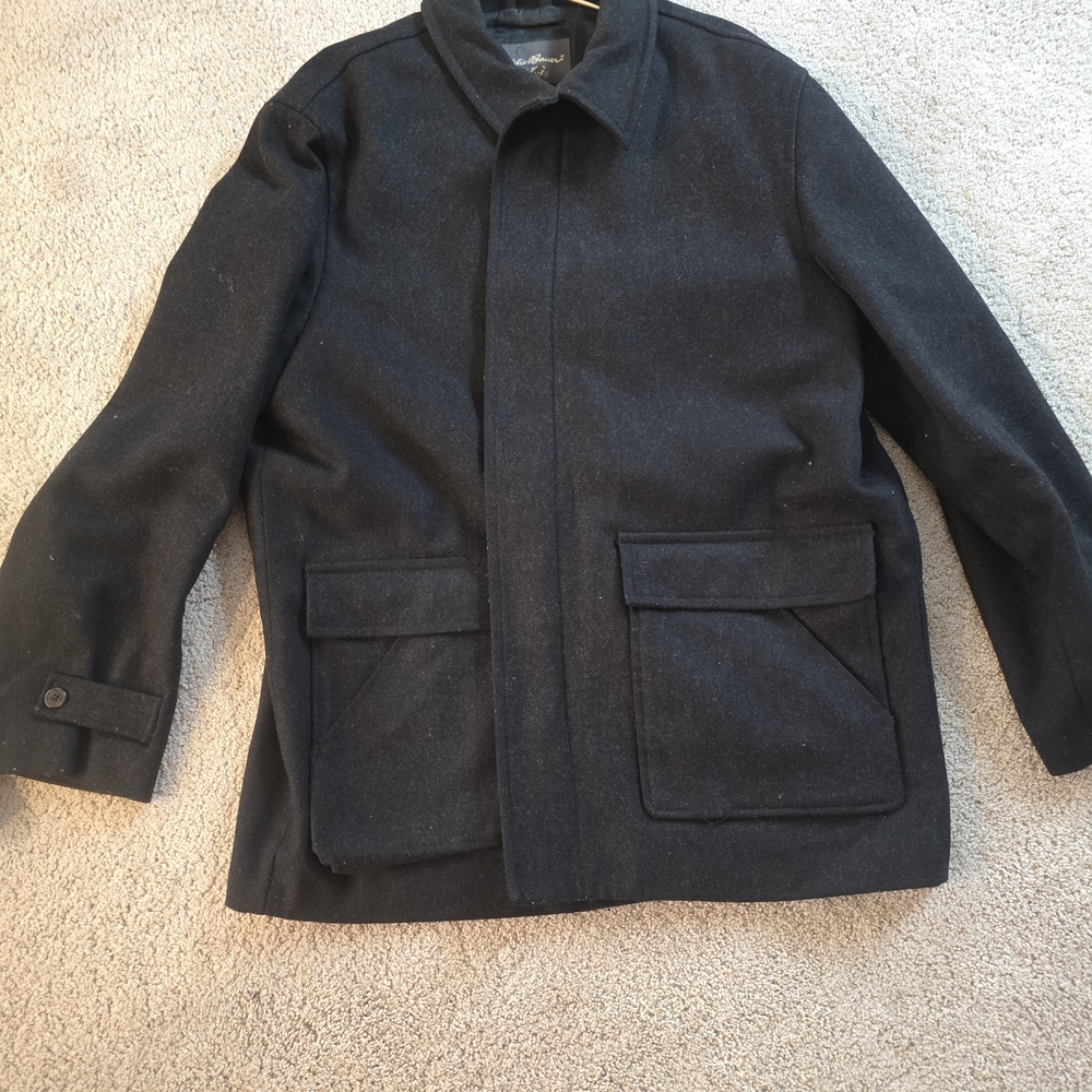 Eddie Bauer Men's Dark Wool Pea Coat